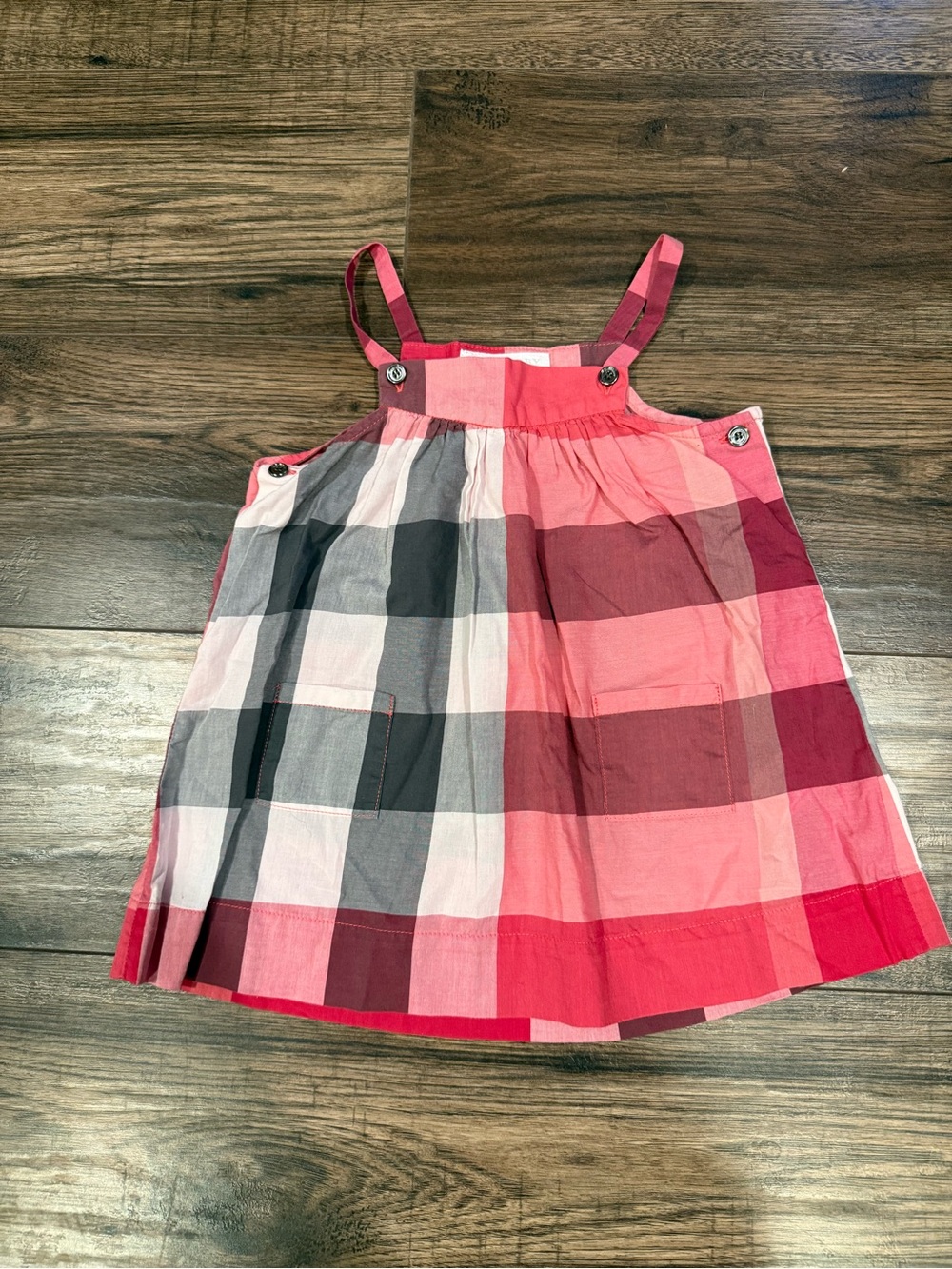 Burberry Pink Red Black Check Cotton Dress